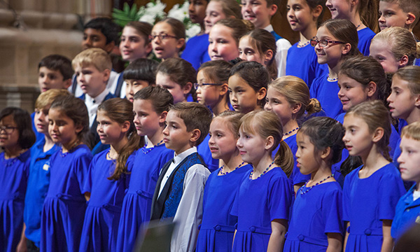 Children singing in a chorus