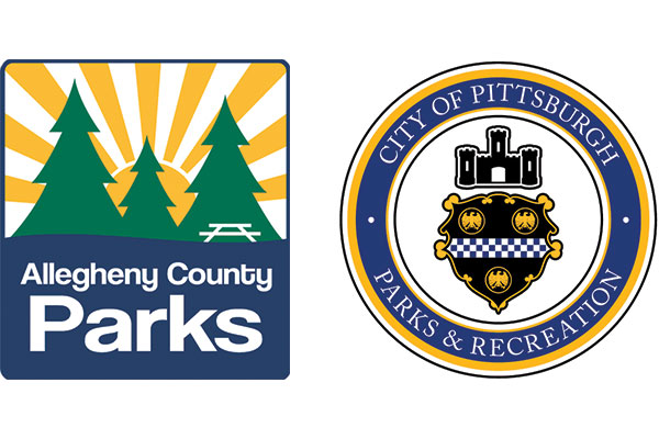 City of Pittsburgh Parks: City of Pittsburgh Parks logo. Allegheny County Parks: Allegheny County Parks logo.