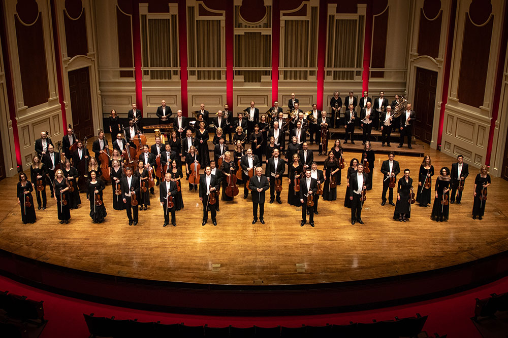 Orchestra on stage at Heinz Hall