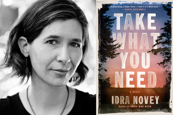 Author Idra Novey and the cover of her book Take What You Need