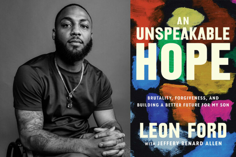 Leon Ford portrait with front of memoir An Unspeakable Hope
