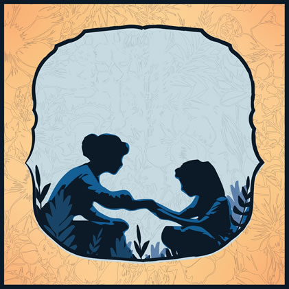 Silhouette of Hellen Keller and Annie Sullivan